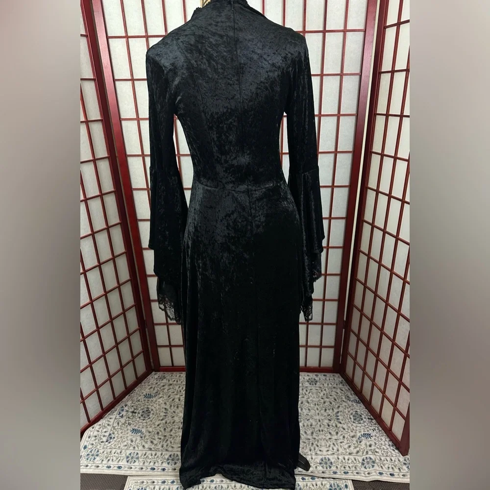 Vintage Lip Service Purple Black Velvet Gothic Renaissance Vampy Maxi Dress - Picture 2 of 10